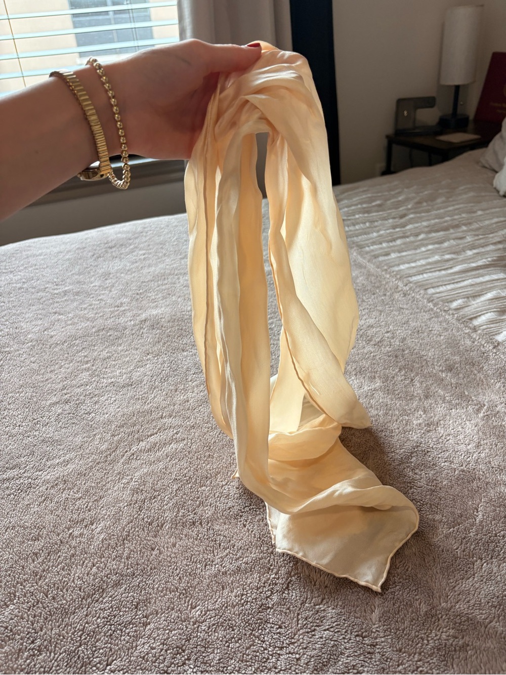 Light Cream Silk Scarf - Women's Accessory